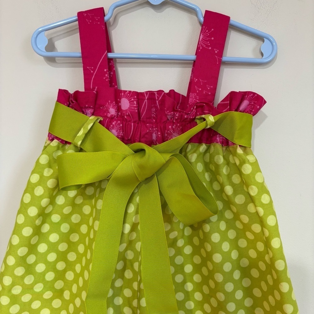 A Bushel and A Peck Toddler Girls 3T yellow pink polka dots floral sleeves dress - Picture 6 of 12